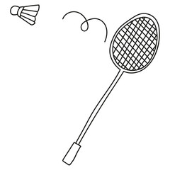 playing badbinton racket and shuttlecock in doodle style