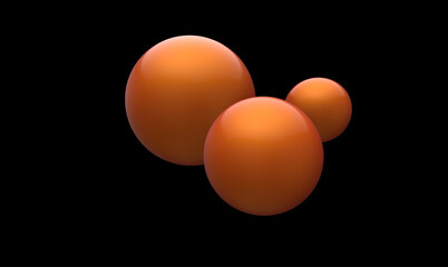 3d spheres eggs color on black background