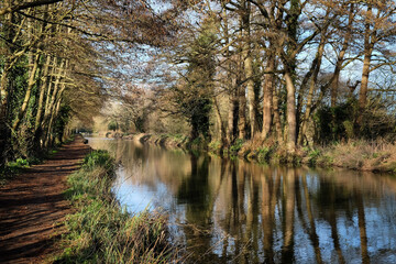 The towpath along the River Wey in Godalming, Surrey, UK