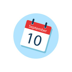 White daily calendar Icon September in a Flat Design style. Easy to edit Isolated vector Illustration.