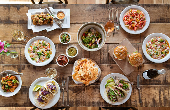 Family style dinner table.