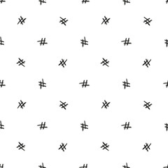 Doodle Hashtag Icons Vector Seamless Pattern. Repeat Background with Hand Drawn Hash Tag Symbols. Social Media Signs.
