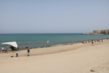 Fototapeta na wymiar Beach of Cefalù, Sicily Italy