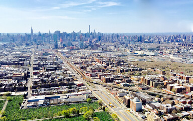 Aerial view of the skyscrapers of Midtown Manhattan New York City