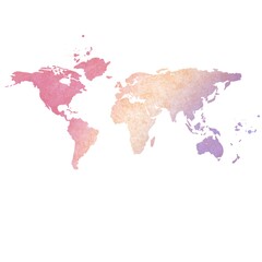 Watercolor colorful world map geography background
