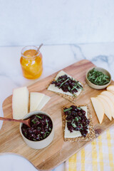 summer basil cherry relish snack board