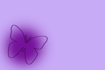 Drawn with purple pastels contour of a butterfly on a purple background with a place for text in honor of the day of patients with epilepsy on March 26