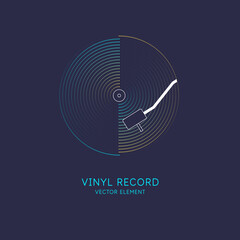 Poster of the Vinyl record. Illustration music on dark background.