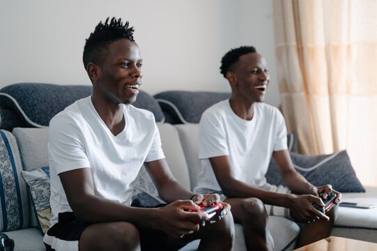Black men playing video games