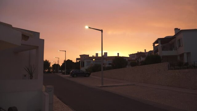 Beautiful sunset in a small village in Portugal