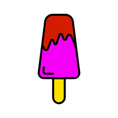 Ice cream in waffle flat icon. Pictogram for web. Line stroke. Isolated on white background. Vector eps10