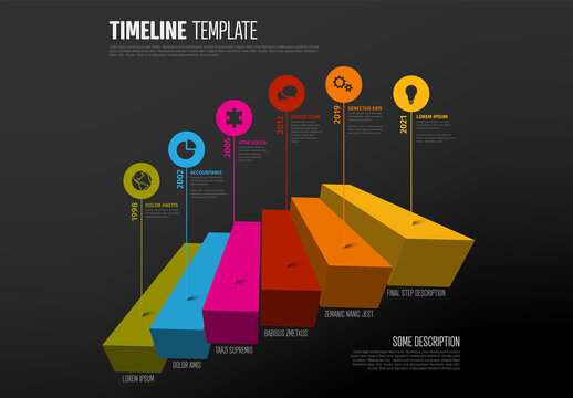Dark Block Stairs Infographic Layout with Droplet Pointers
