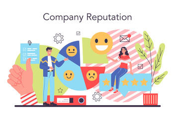 Naklejka premium Company reputation concept. Building relationship with people