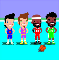 set of basketball players