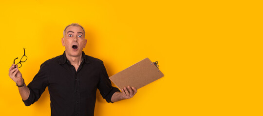 surprised businessman isolated on background