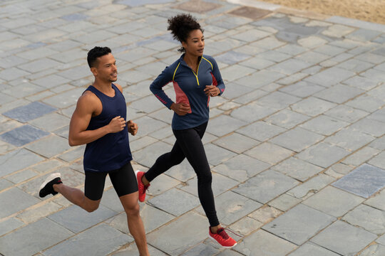 Healthy Couple Jogging Outdoor