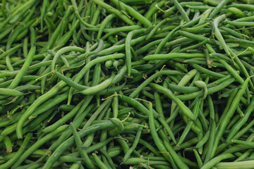 Pile of Fresh Green Beans For Sale at Farmer's Market