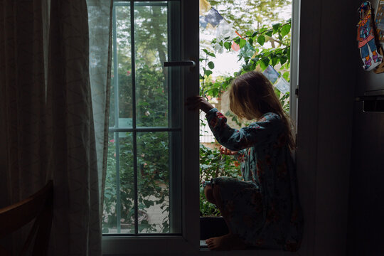 A girl looking out of the window