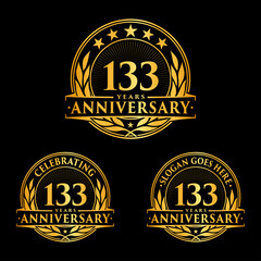 133 years anniversary collection logotype. Vector and illustration.
