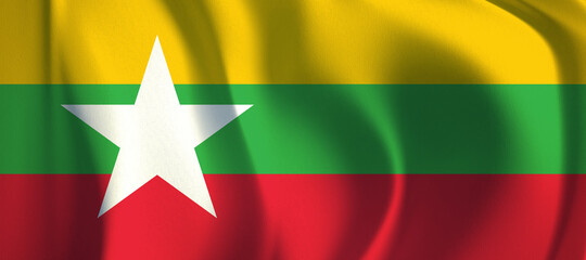 3d rendering of myanmar flag.