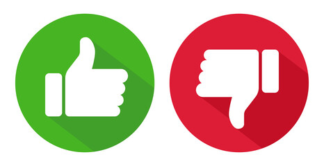 Thumb up and down flat icon. Round icon Vector illustration isolated on white background. EPS 10