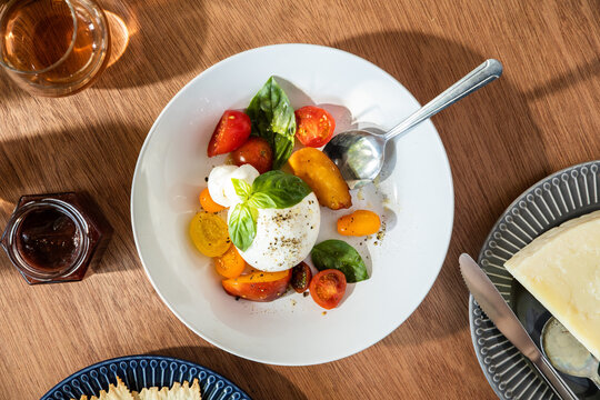 burrata dish on table