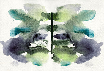 Abstract watercolor background in green and grey shades