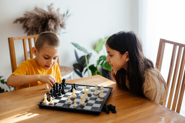 Moments of intensive thinking and anticipation while chess game