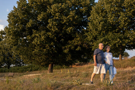 Senior partners enjoying a walk together