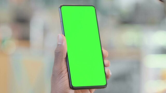 Close Up of Green Screen Smartphone, Chrome Key