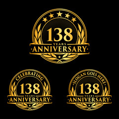 138 years anniversary collection logotype. Vector and illustration.
