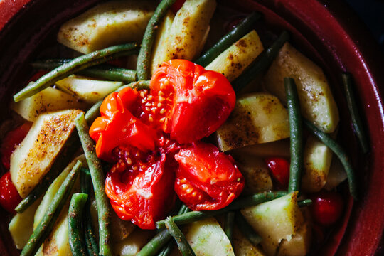 Vegetables cooked in a Tajine