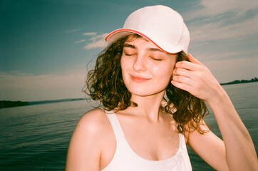 Portrait of a girl with direct flash during a boat ride