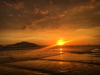 Fototapeta na wymiar Orange Sunset in Lima Peru