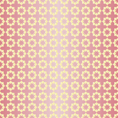 Seamless geometric oriental pattern. Golden polygons on  pink background. Vector pattern for printing on fabric, gift wrapping, covers, wallpapers.