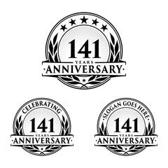 141 years anniversary collection logotype. Vector and illustration.
