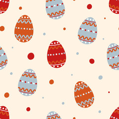 Seamless Easter background with Easter eggs in random order. Suitable for Easter designs.