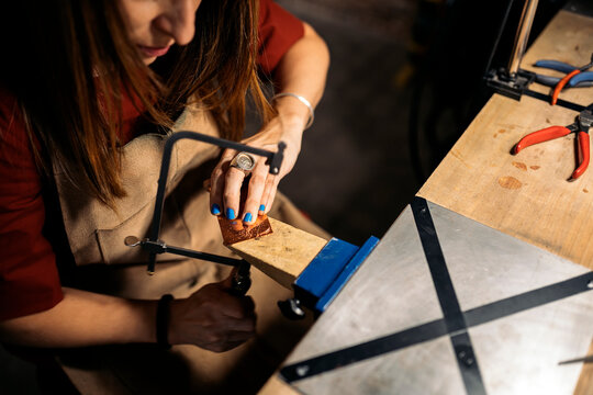 Woman Working in Artisan Workshop