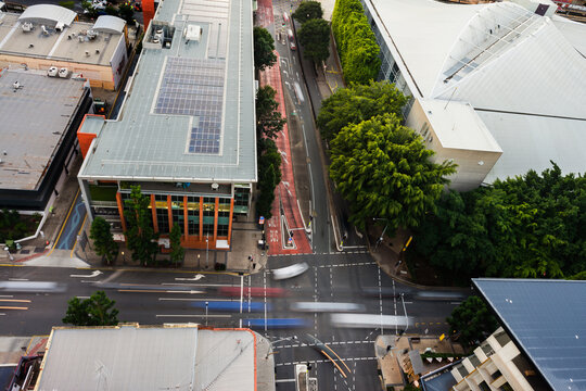 intersection with blurred traffic