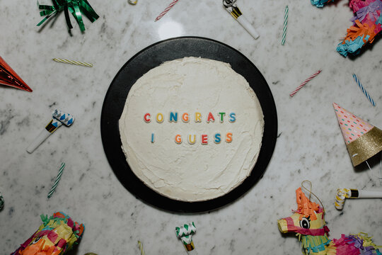 Congrats I Guess"" Decorated Cake