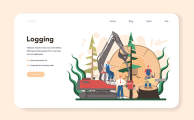 Wood industry and paper production web banner or landing page.