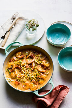 Zucchini Noodles with Spicy Shrimp Sauce
