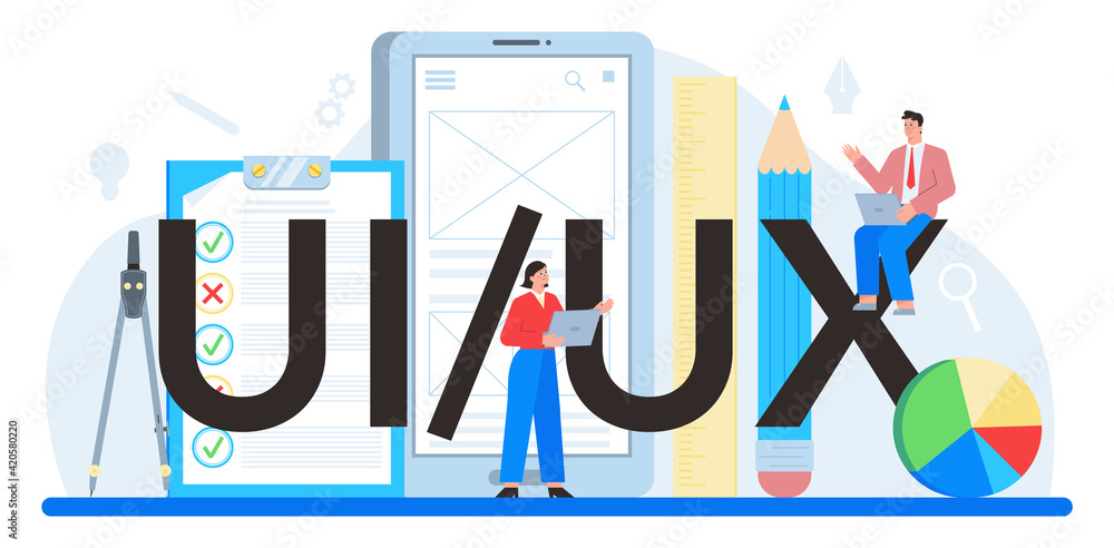 Poster ux ui typographic header. app interface improvement