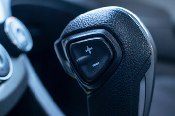 Gear Shift lever automatic gearbox in a car.