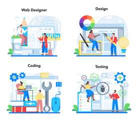 Web design concept set. Presenting content on web pages. Website layout,