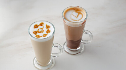 Italian hot coffee latte collection. Selective focus