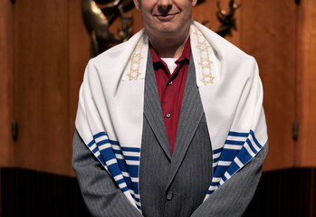 Synagogue: Rabbi Stands In Front Of Ark