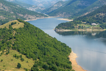 Fototapeta na wymiar Arda River meander and Kardzhali Reservoir, Bulgaria
