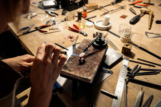 Woman Making Handmade Jewelry
