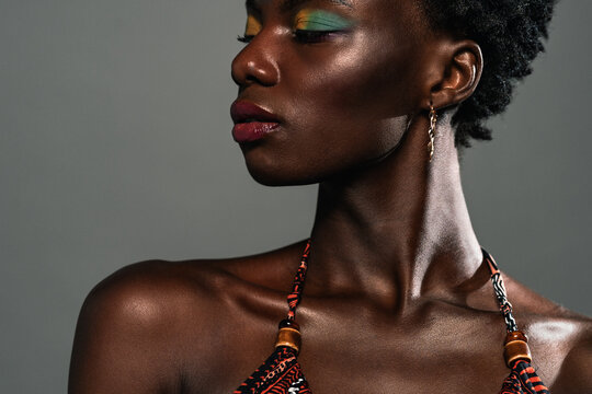 Black african woman posing in the studio